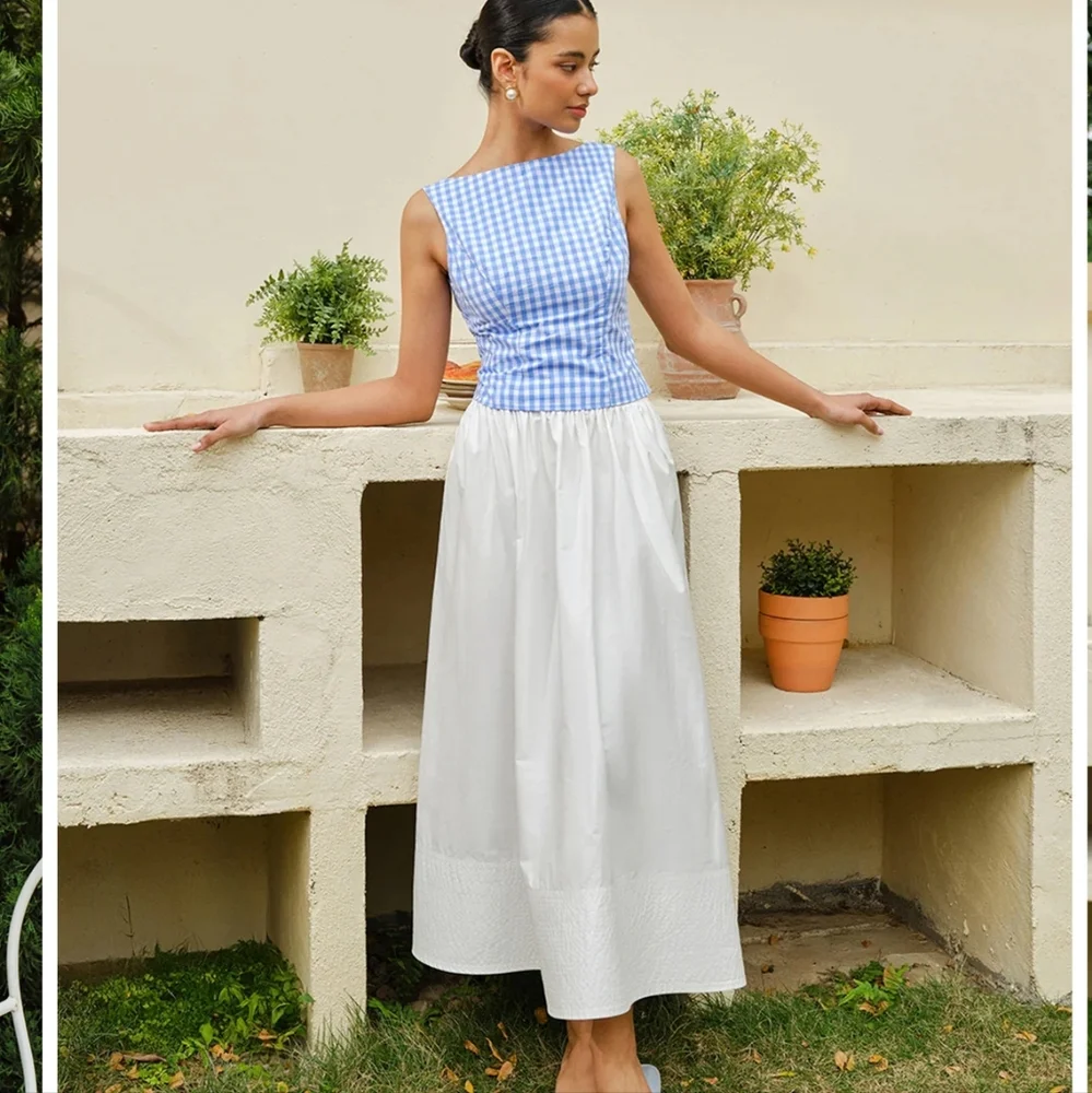 NWT Commense Checkerboard Bow Back Crop Top Size Large - Picture 4 of 14